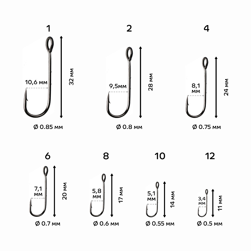 Одинарный крючок CF Round bent hook №6 10 шт