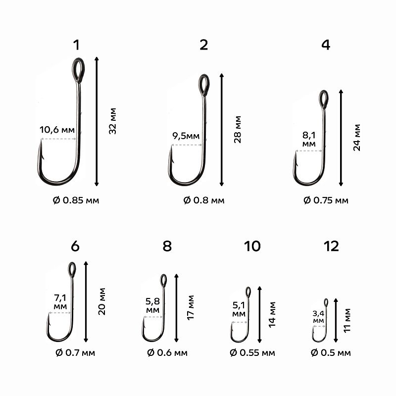 Одинарный крючок CF Round bent hook №10 15 шт