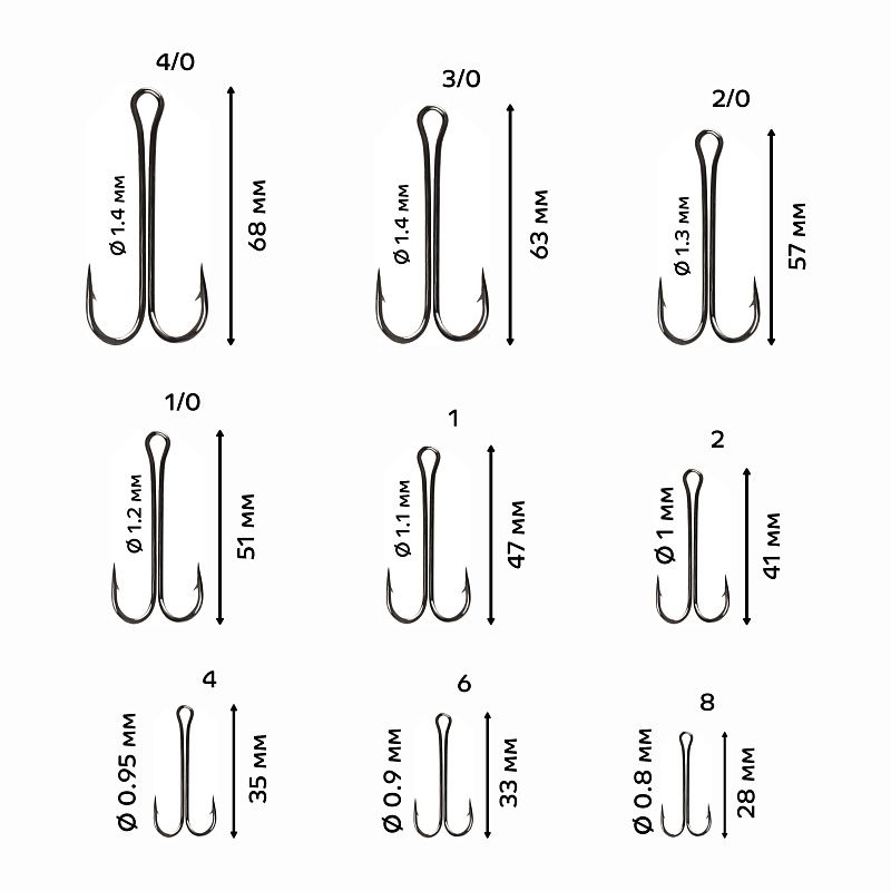 Двойной крючок CF Long tail double hook №1/0 3 шт