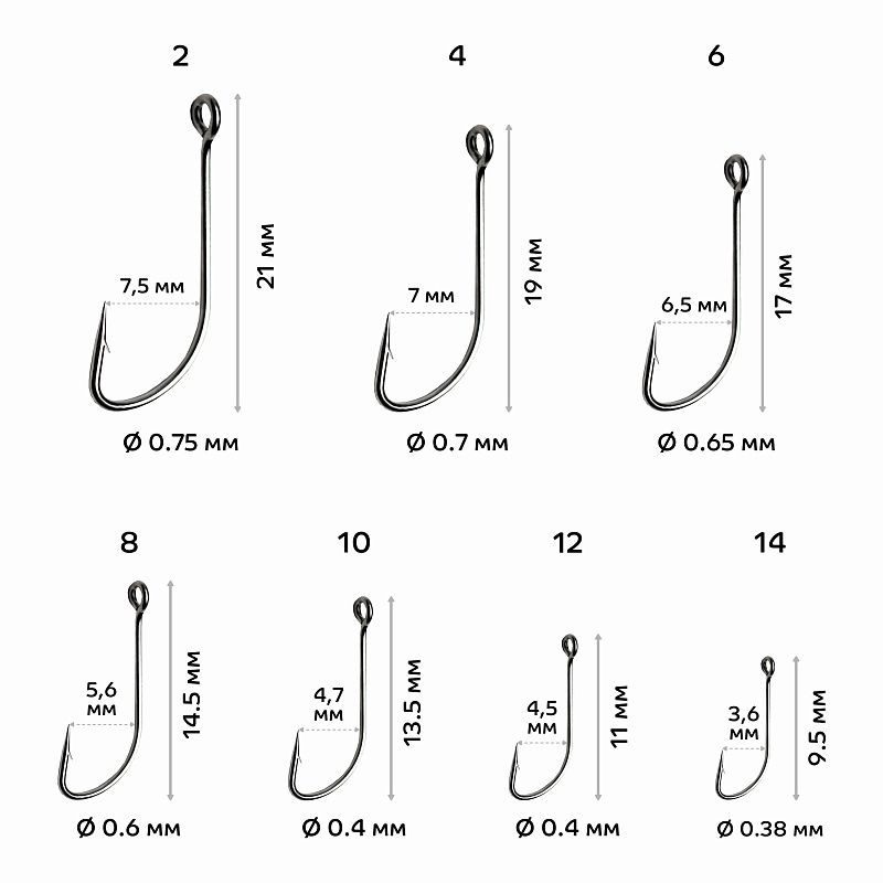 Одинарный крючок CF S hook №12 15 шт, серебряный
