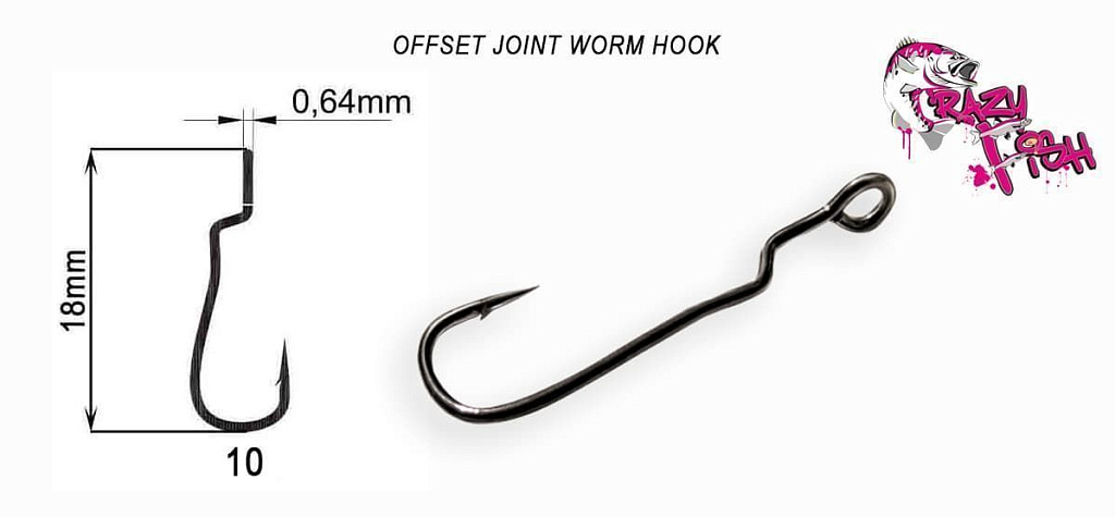 Офсетный крючок CF Offset Joint Worm Hook №10 8 шт