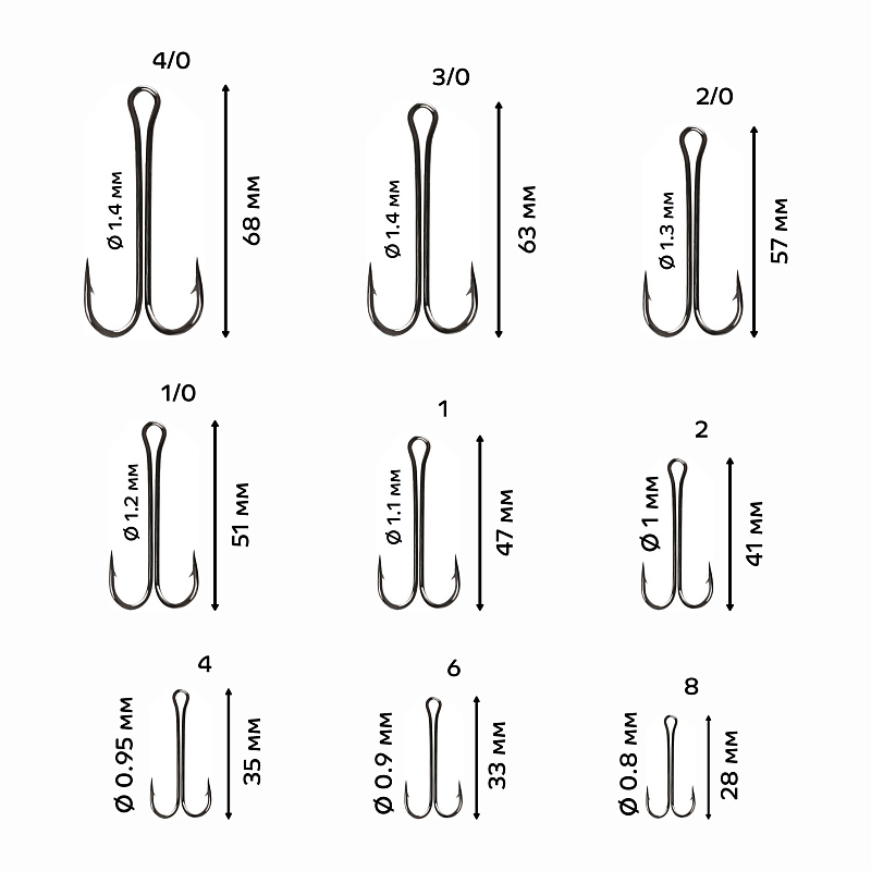 Двойной крючок CF Long tail double hook №2 4 шт